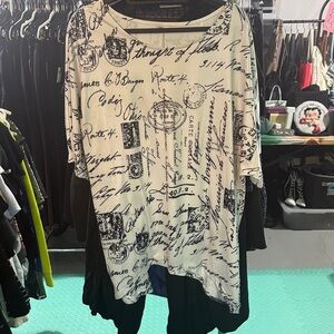 Beautiful White Shirt/Dress With Black Handwriting